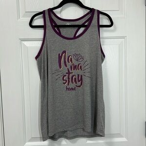 Athletic Works size L yoga tank grey with purple trim